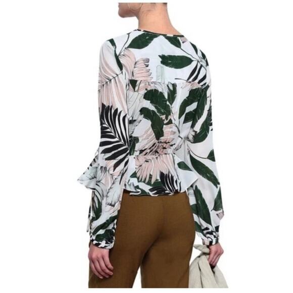 Milly Womens Kia Tropical Print Silk Wrap Top Size 6 - Picture 3 of 8